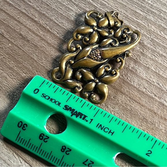 VINTAGE BRASS Floral FRENCH ART NOUVEAU STYLE PENDANT - Picture 13 of 16